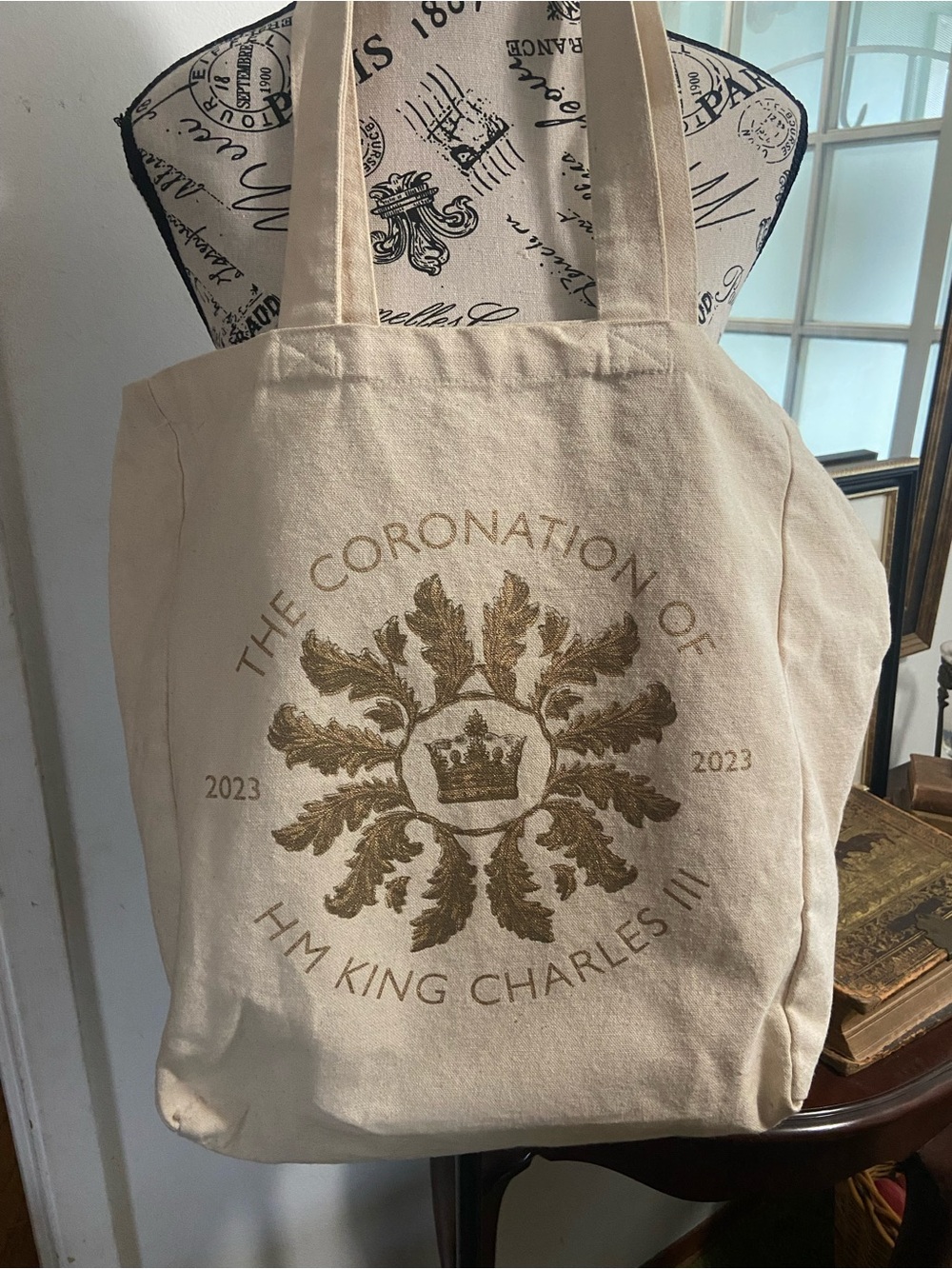 The Coronation of HM King Charles II Tote Bag - Cream with Gold Print